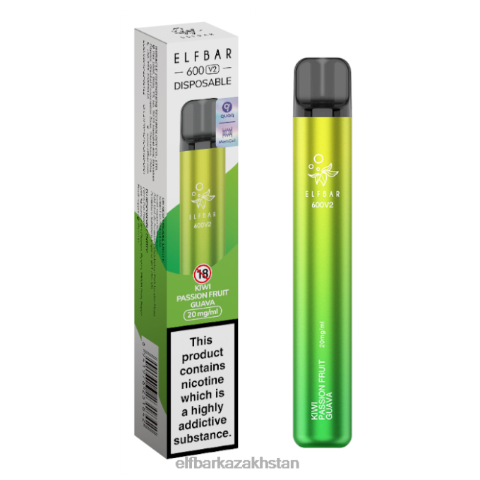 CV4D312 ELFBAR 600V2 Disposable Vape - 20mg Kiwi Passion Fruit Guava