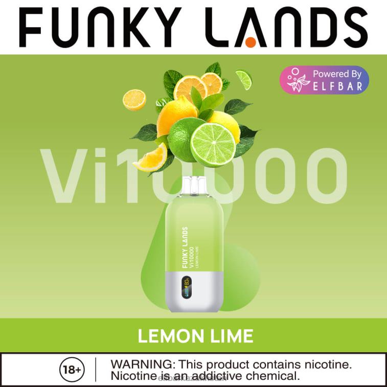 Funky Lands Best Flavor Disposable Vape Vi10000 Iced Series ELFBAR Lemon Lime 8L862153