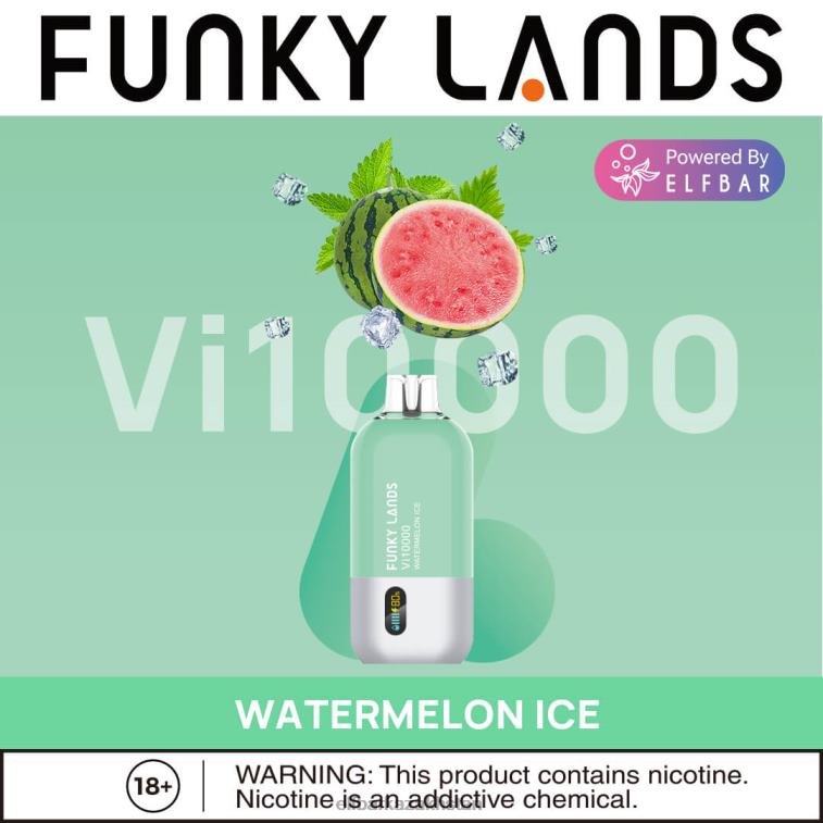 Funky Lands Best Flavor Disposable Vape Vi10000 Iced Series ELFBAR Watermelon Ice 8L862154