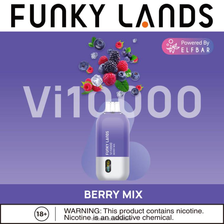 Funky Lands Disposable Vape Vi10000 Puffs ELFBAR Blueberry Rose Mint 8L862163