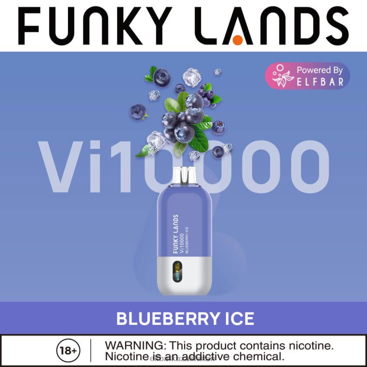 Funky Lands Disposable Vape Vi10000 Puffs ELFBAR Blueberry Rose Mint 8L862163